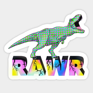 Dinosaur rawr retro (on purple pink) Sticker